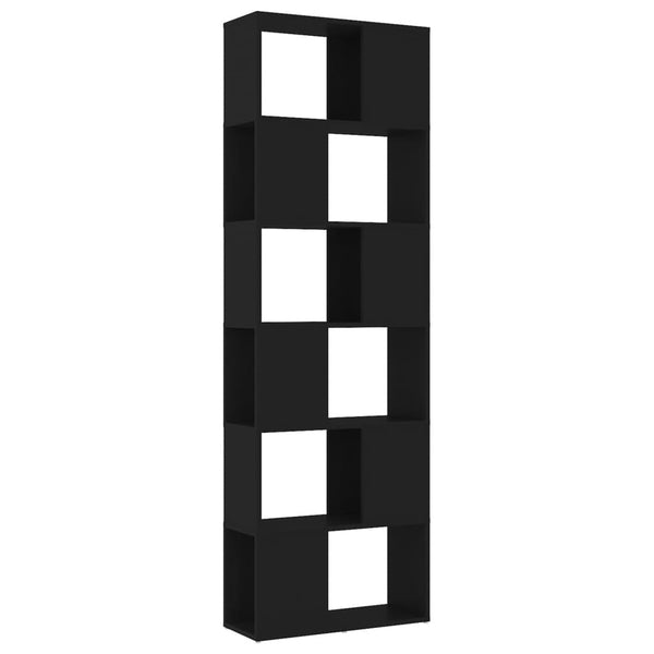 Bokhylle/romdeler svart 60x24x186 cm sponplate
