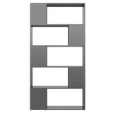 Bokhylle/romdeler høyglans grå 80x24x155 cm sponplate