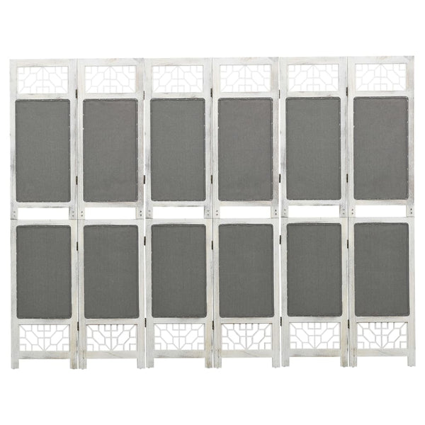 Romdeler 6 paneler grå 210x165 cm stoff