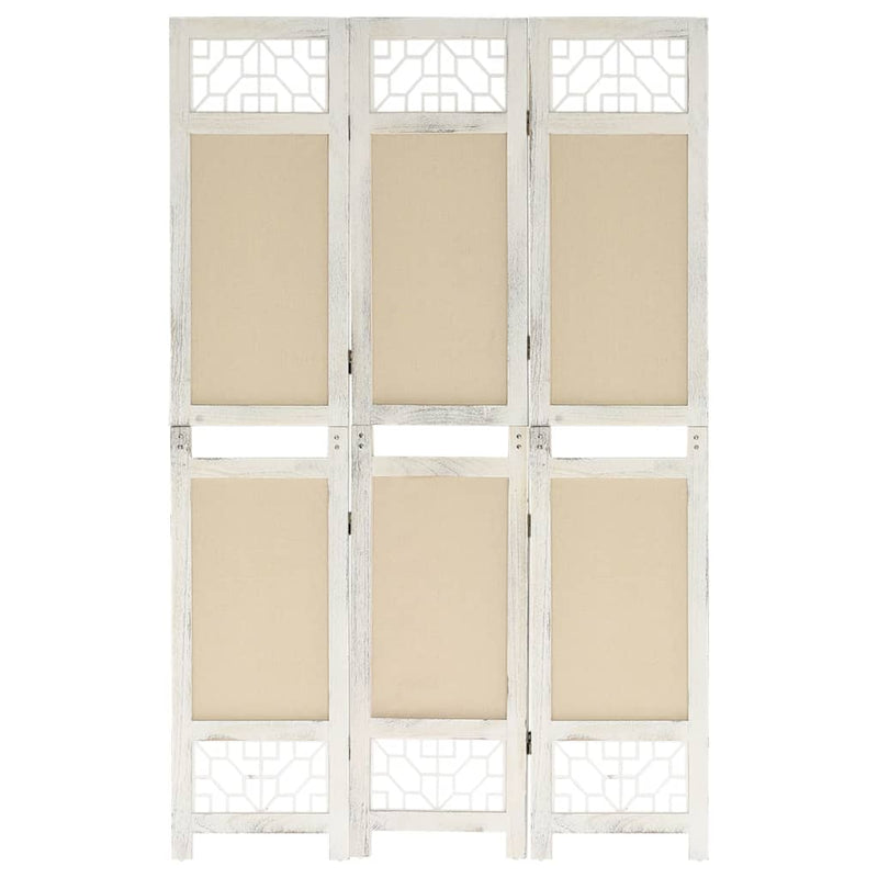 Romdeler 3 paneler kremhvit 105x165 cm stoff