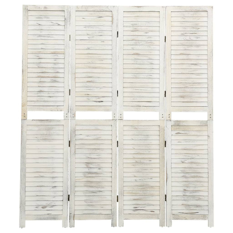 Romdeler 4 paneler antikk hvit 140x165 cm tre