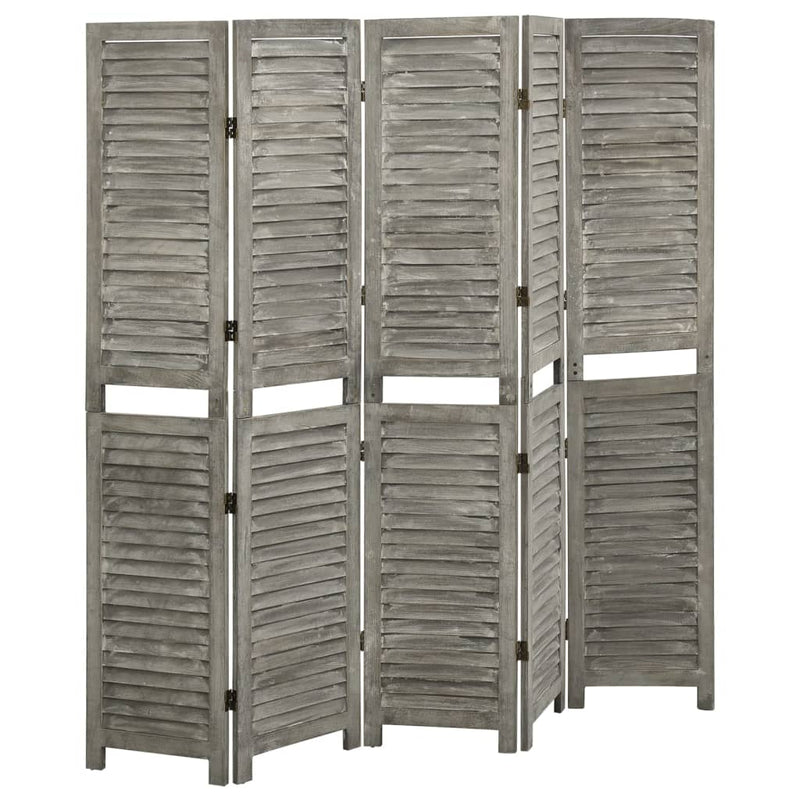 Romdeler 5 paneler grå 179x166 cm heltre