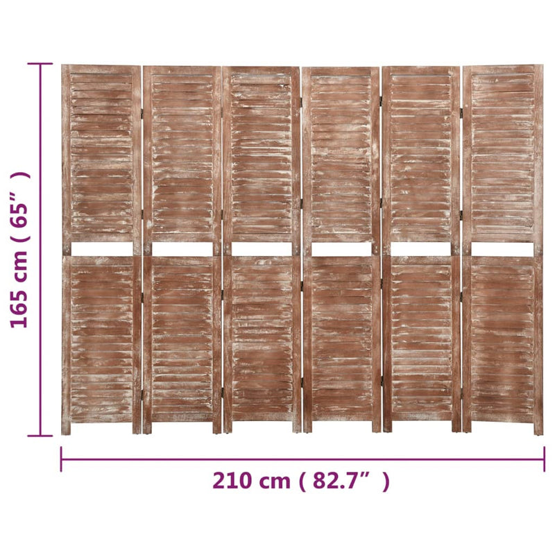 Romdeler 6 paneler brun 210x165 cm heltre keisertre