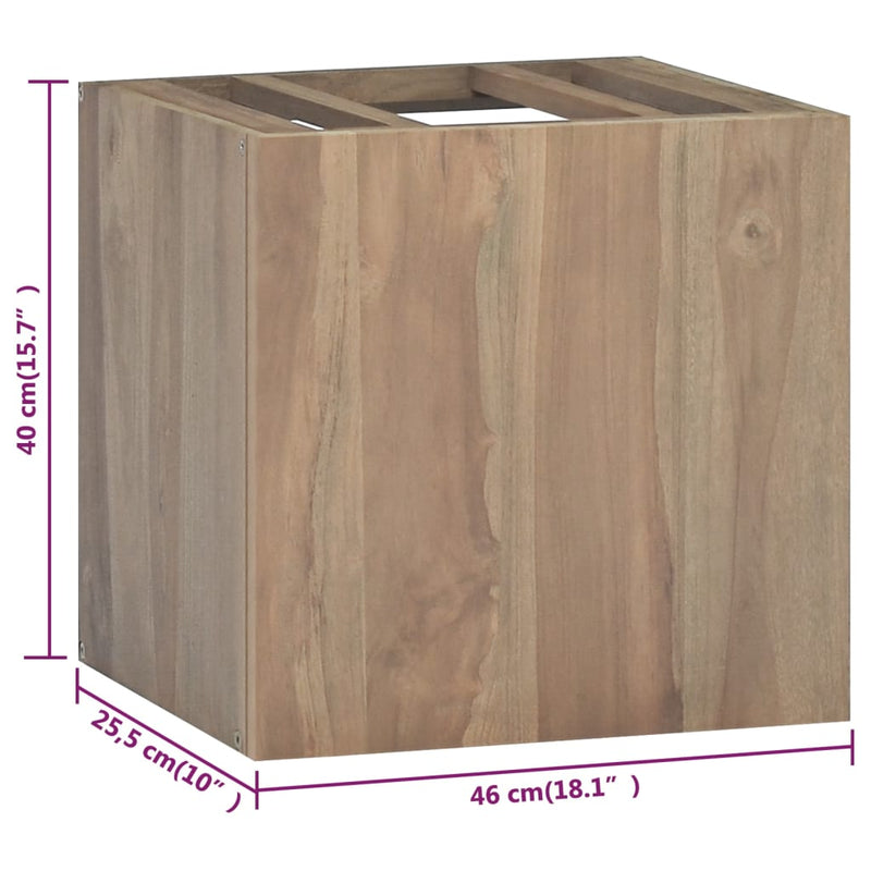 Veggmontert baderomsskap 46x25,5x40 cm heltre teak