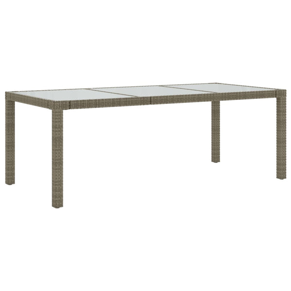 Hagebord grå 190x90x75 cm herdet glass og polyrotting