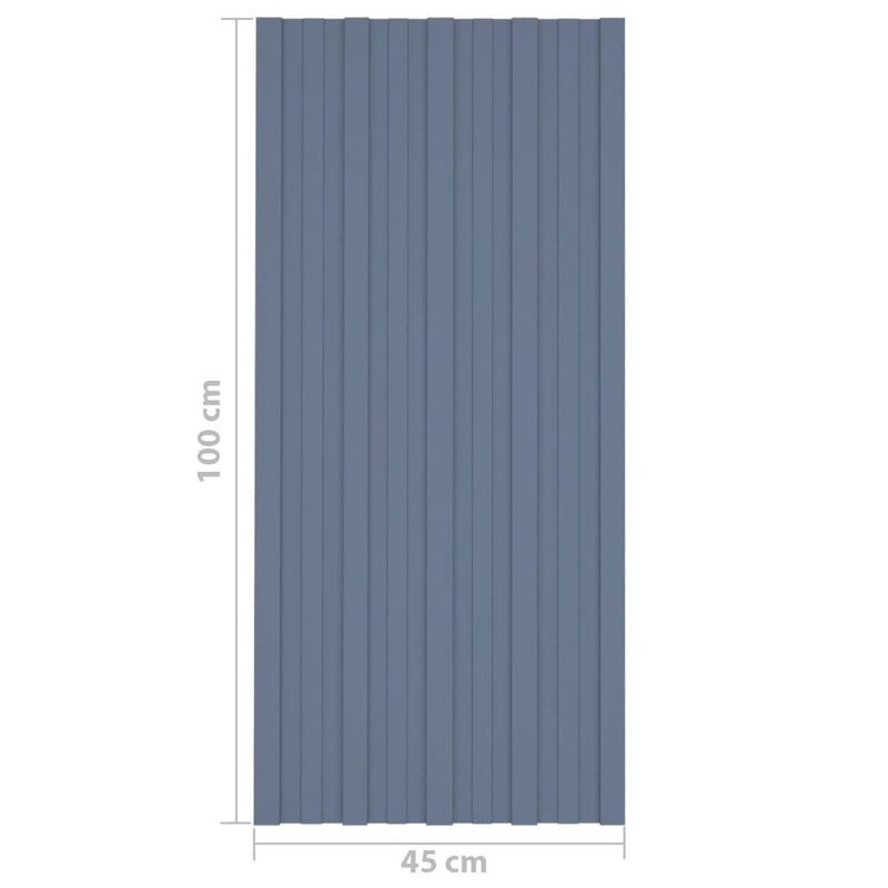 Takplater 36 stk grå 100x45 cm galvanisert stål