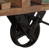 Sidebord med hjul 40x40x42 cm gjenvunnet heltre