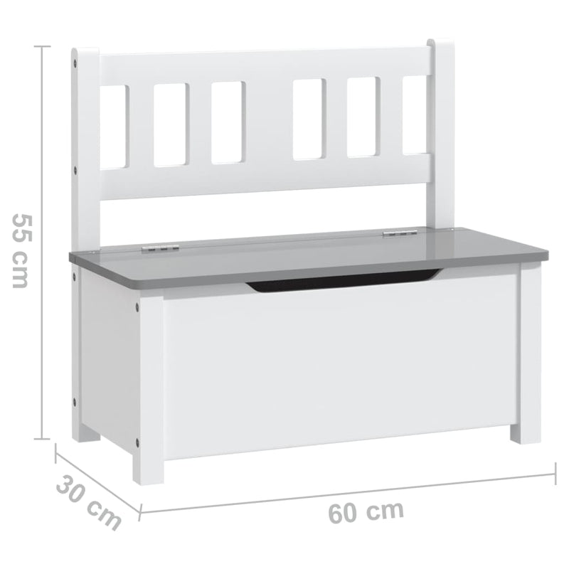 4-delers bord- og stolsett for barn hvit og grå MDF