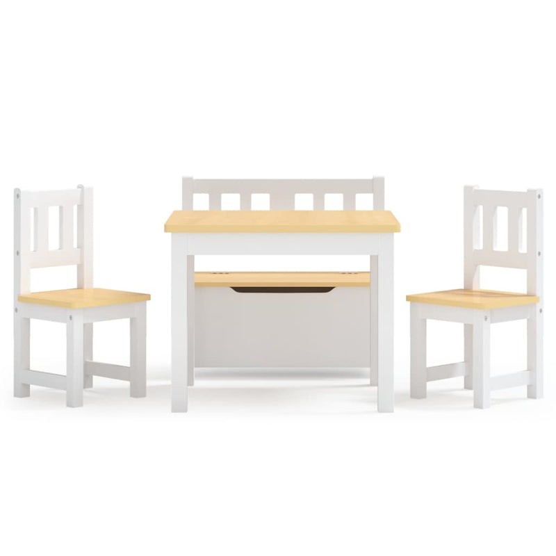 4-delers bord- og stolsett for barn hvit og beige MDF
