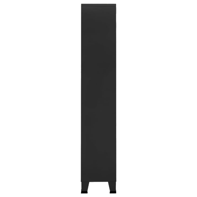 Bokhylle industriell svart 80x32x180 cm stål