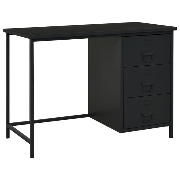 Industrielt skrivebord med skuffer svart 105x52x75 cm stål