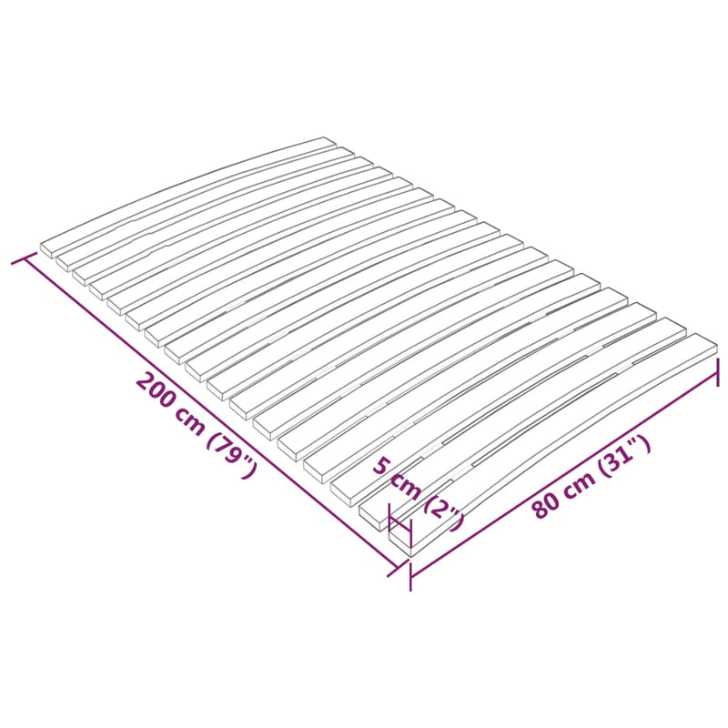 Spilebase med 17 lameller 80x200 cm