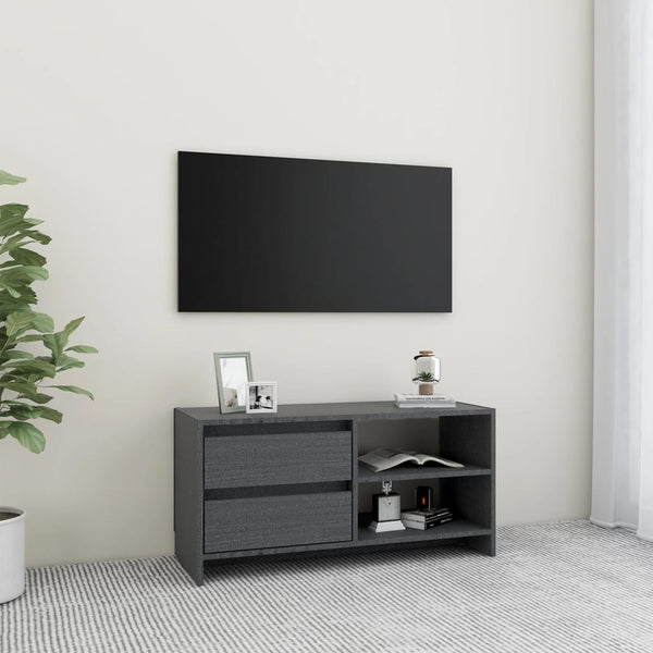 TV-benk 80x31x39 cm heltre furu grå