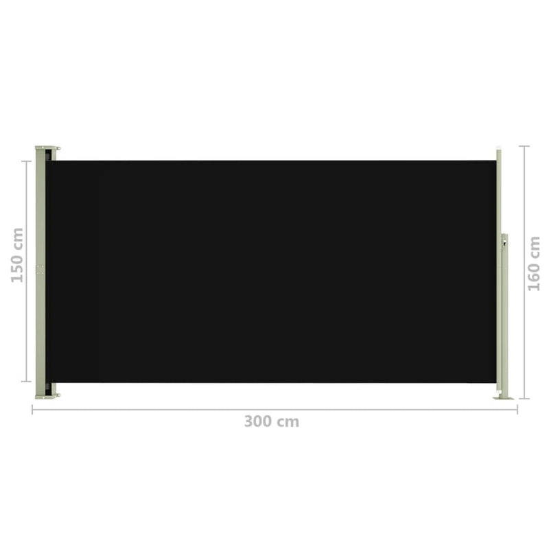 Uttrekkbar sidemarkise 160x300 cm svart