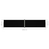 Uttrekkbar sidemarkise 200x1000 cm svart