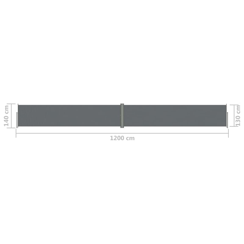 Uttrekkbar sidemarkise antrasitt 140x1200 cm