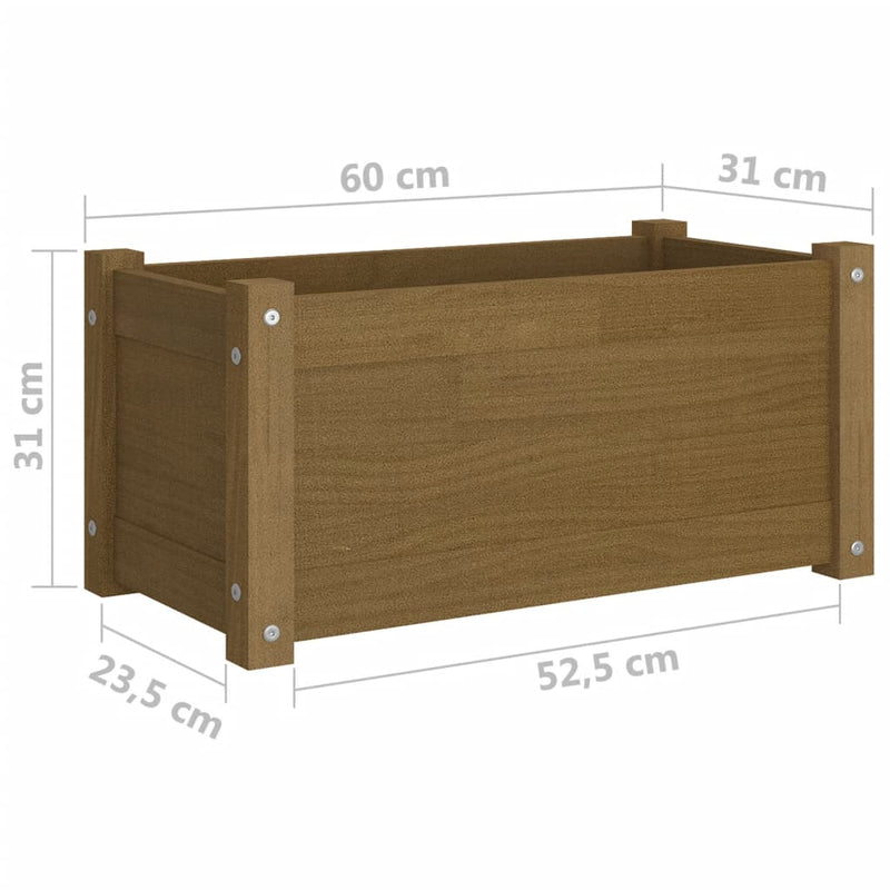 Blomsterkasse honningbrun 60x31x31 cm heltre furu