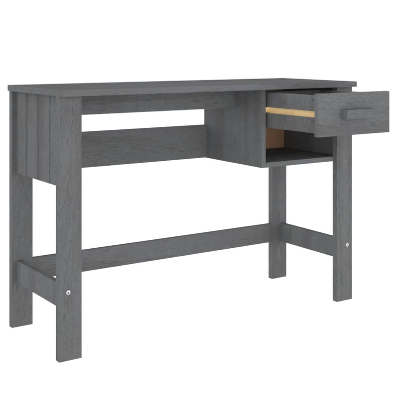 Skrivebord mørkegrå 110x40x75 cm heltre furu