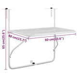Balkongbord hvit 60x40 cm stål