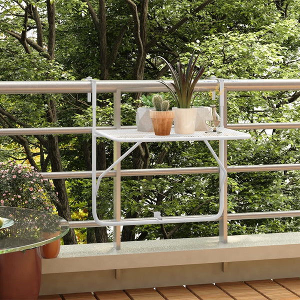 Balkongbord hvit 60x40 cm stål