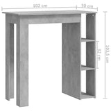 Barbord med hylle betonggrå 102x50x103,5 cm sponplate
