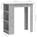 Barbord med oppbevaringsstativ grå 102x50x103,5 cm sponplate