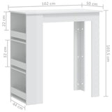 Barbord med oppbevaringsstativ høyglans hvit 102x50x103,5 cm