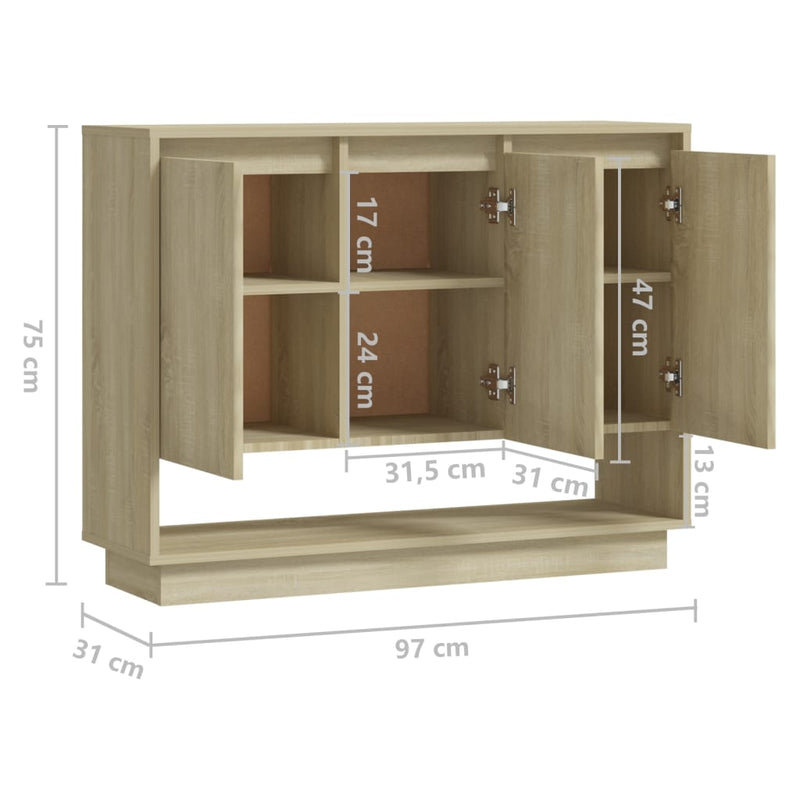 Skjenk sonoma eik 97x31x75 cm sponplate