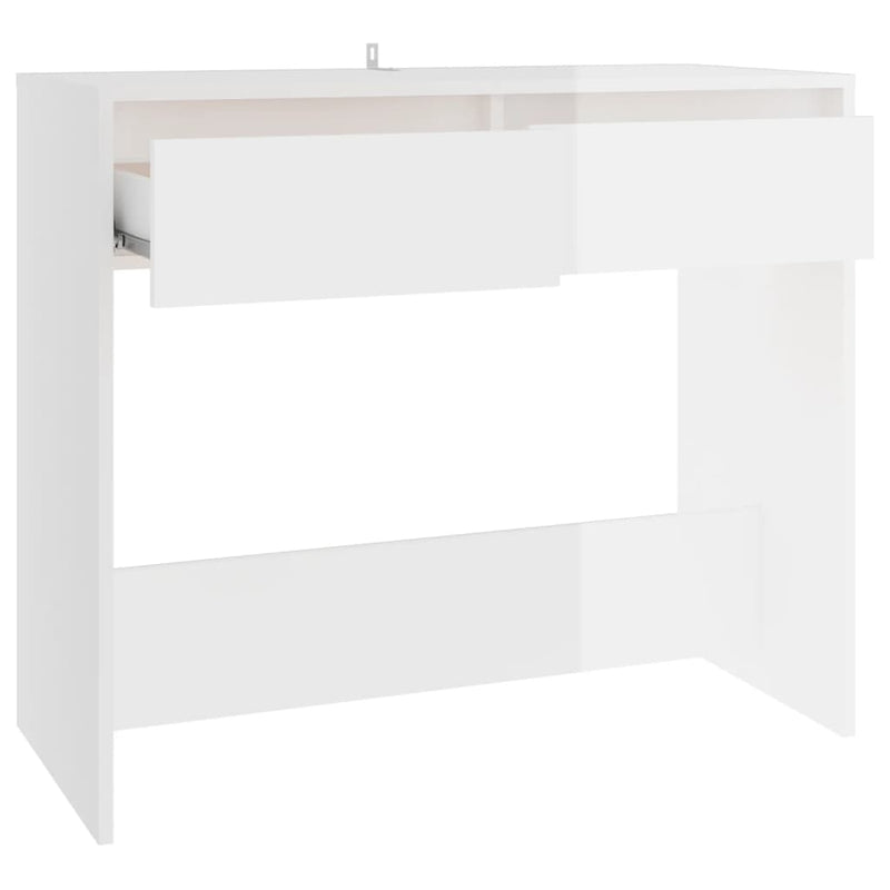 Konsollbord høyglans hvit 89x41x76,5 cm stål
