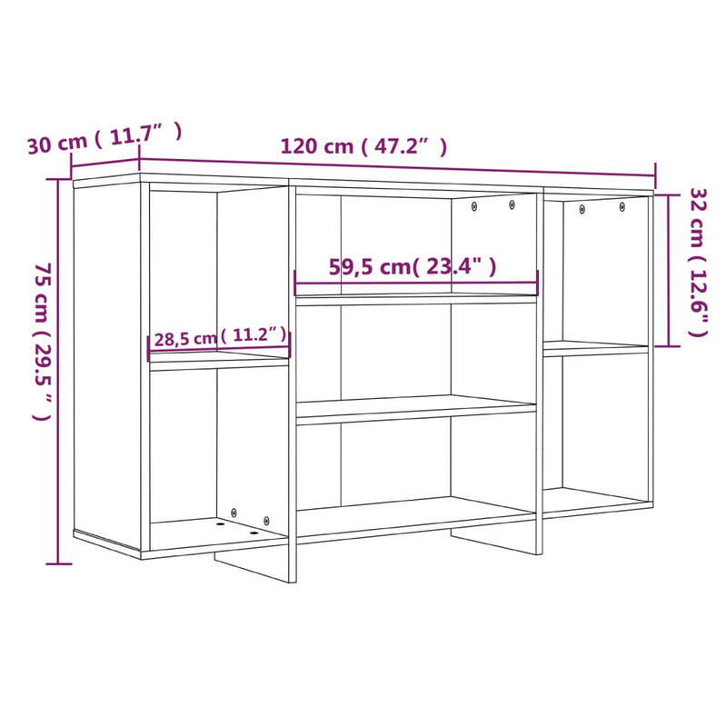 Skjenk svart 120x30x75 cm sponplate