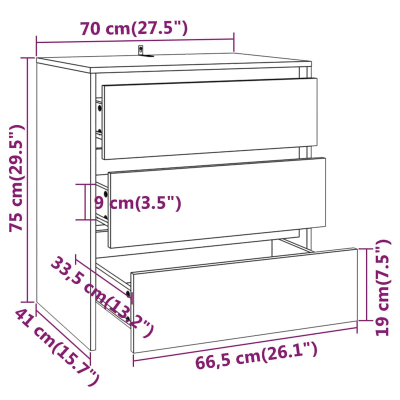 Skjenk sonoma eik 70x41x75 cm sponplate