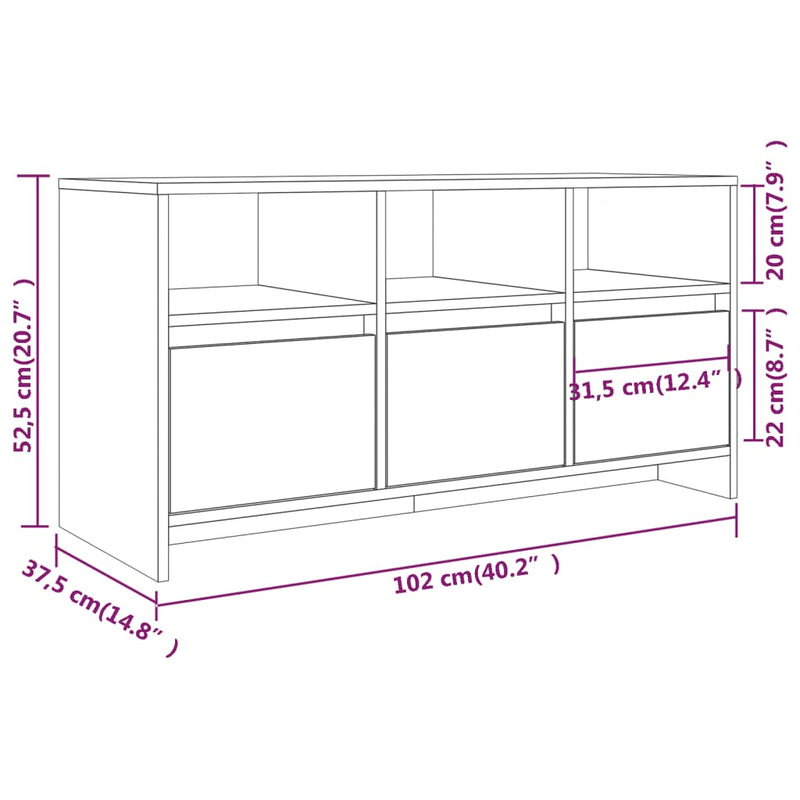 TV-benk høyglans hvit 102x37,5x52,5 cm sponplate