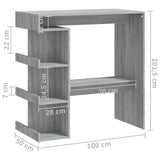 Barbord oppbevaringsstativ grå eik 100x50x101,5 cm sponplate
