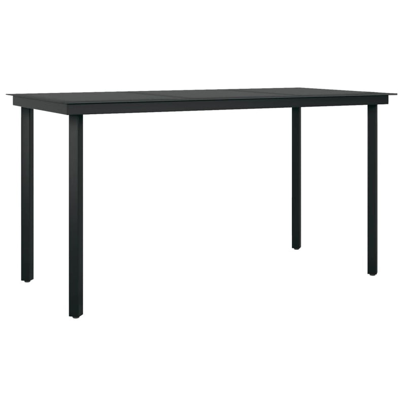 Hagebord svart 140x70x74 cm stål og glass