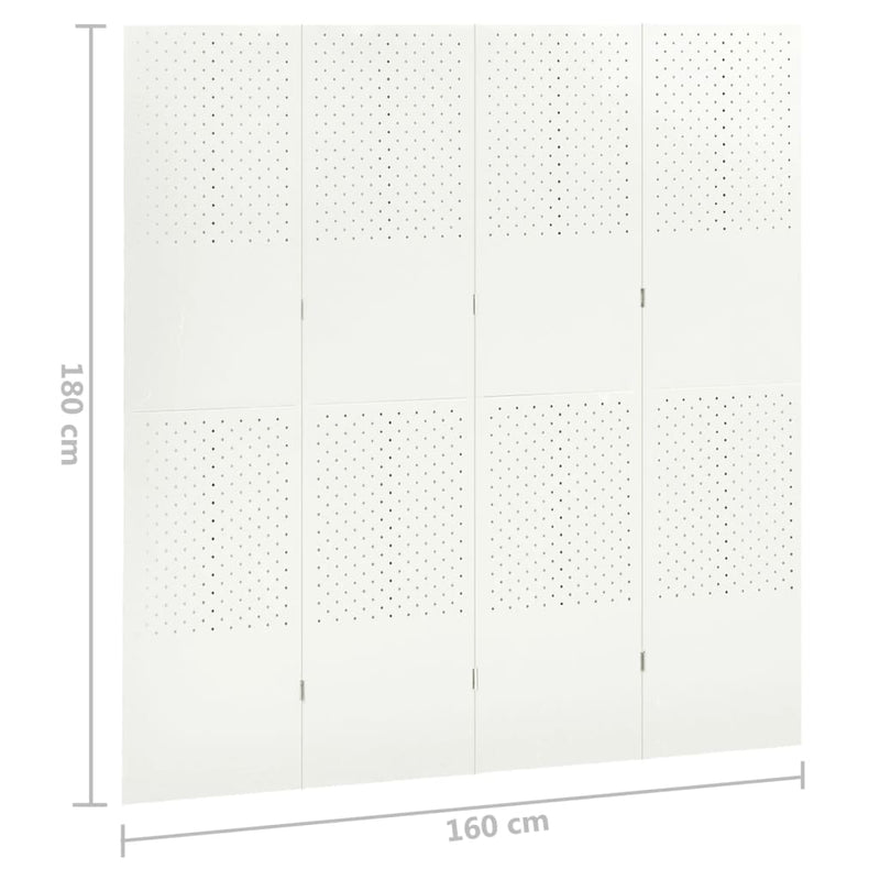 Romdeler 4 paneler 2 stk hvit 160x180 cm stål