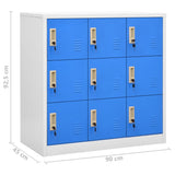 Oppbevaringsskap 2 stk lysegrå og blå 90x45x92,5 cm stål