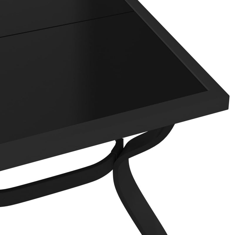 Hagebord svart 140x70x70 cm stål og glass