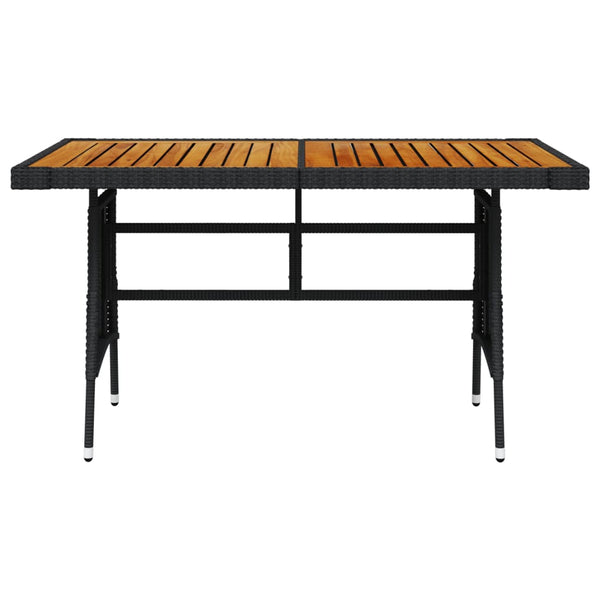Hagebord svart 130x70x72 cm polyrotting og heltre akasie