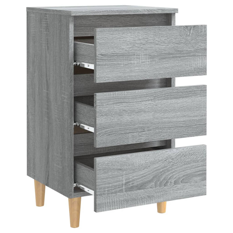 Nattbord med ben i heltre grå sonoma eik 40x35x69 cm