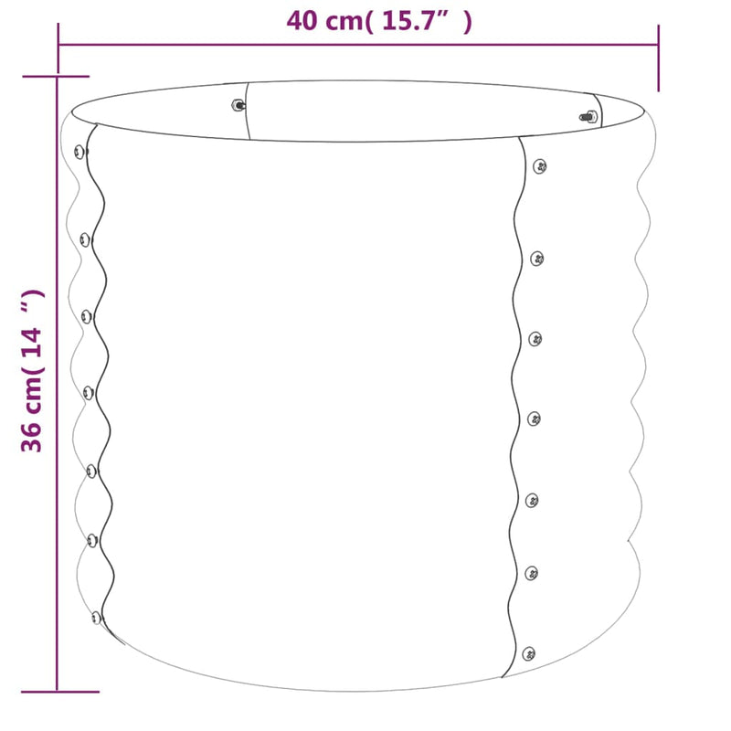 Plantekasse pulverlakkert stål 40x40x36 cm grå