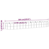 Plantekasse pulverlakkert stål 584x140x68 cm grå