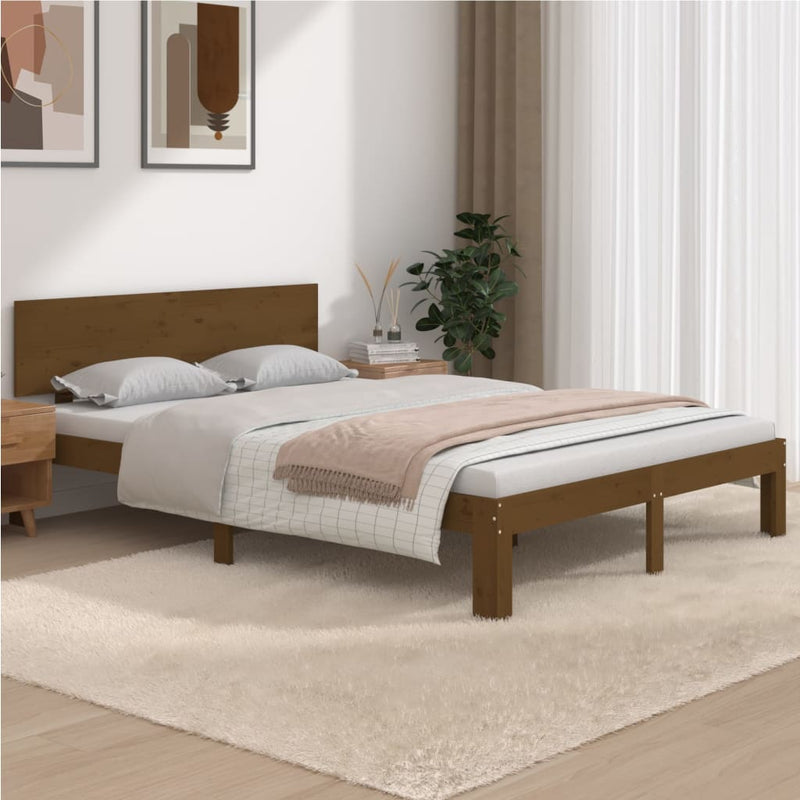 Sengeramme honningbrun heltre 150x200 cm 5FT King Size