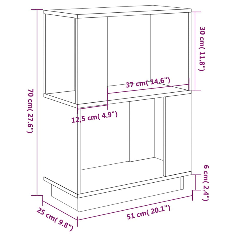 Bokhylle/romdeler 51x25x70 cm heltre furu