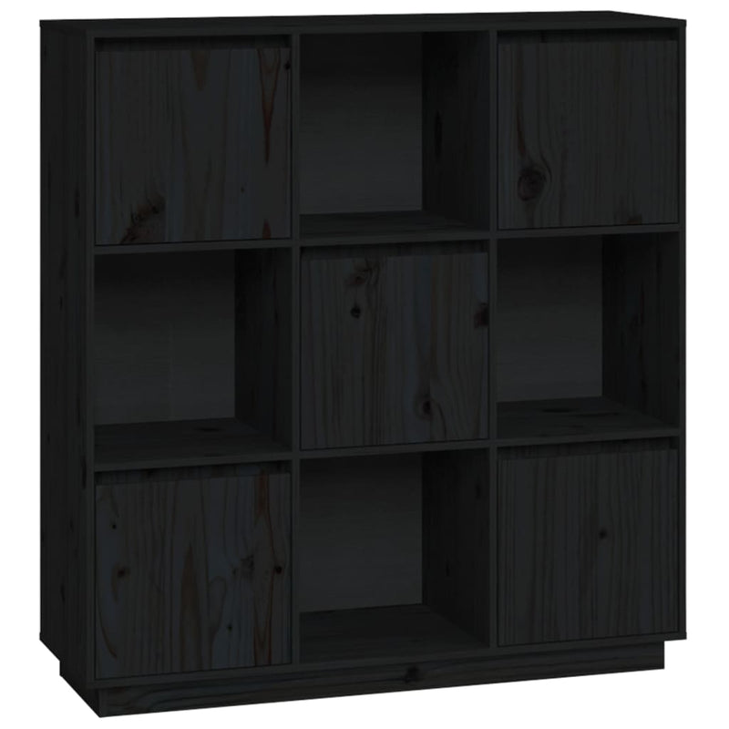 Highboard svart 110,5x35x117 cm heltre furu