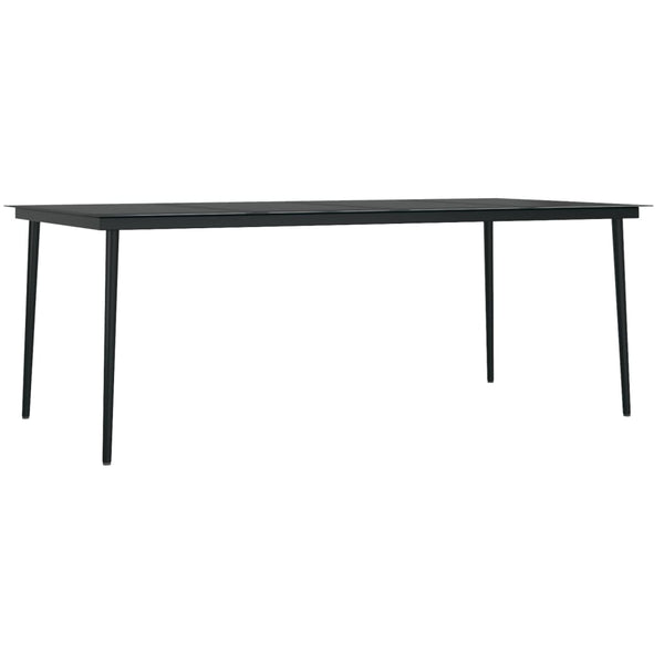 Hagebord svart 200x100x74 cm stål og glass