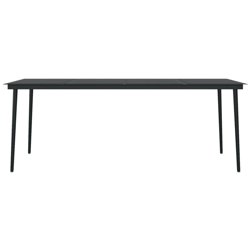Hagebord svart 200x100x74 cm stål og glass