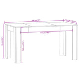 Spisebord grå sonoma 140x74,5x76 cm konstruert tre