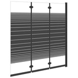Leddet dusjdør med 3 paneler 130x130 cm ESG svart