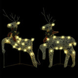Reinsdyr og slede juledekorasjon 100 lysdioder utendørs gull