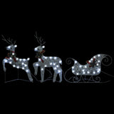 Reinsdyr og slede juledekorasjon 100 lysdioder utendørs sølv